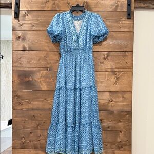 Max Studio Blue Patterned Midi Dress